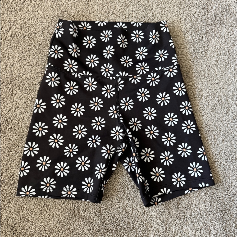 Beach Riot Black Floral Biker Shorts